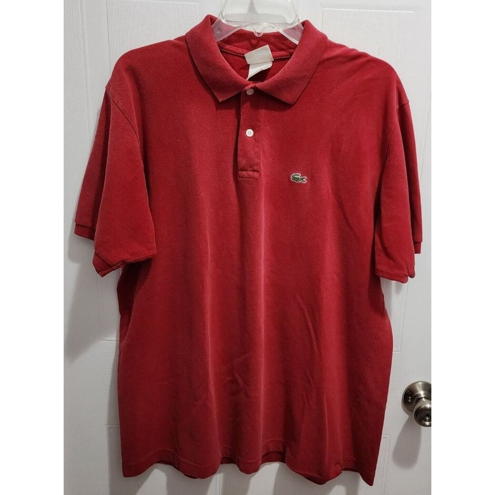 Lacoste Red‎ Short Sleeve Polo Shirt Mens Size 8 Crocodile Preppy Cotton Golf